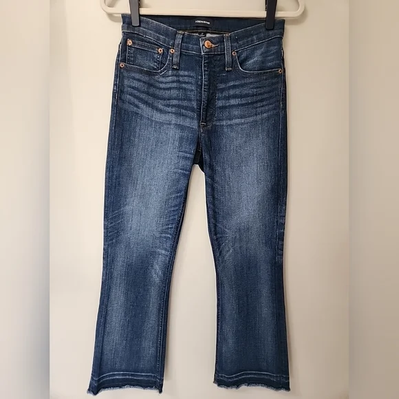 J. Crew Jeans Womens 27 Billie Demi Boot Crop High Rise Stretch Fringe Hem Denim - Picture 3 of 16